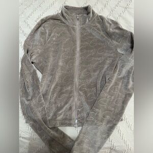 Guess Taupe Logo-Print Zip Front Bomber Jacket
